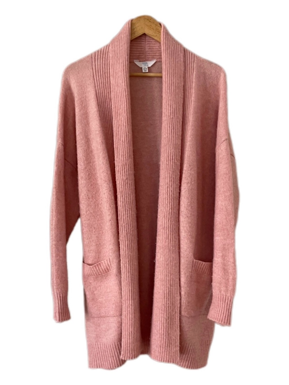 Time and Tru Dusty Rose Open-Front Long Cardigan - L
